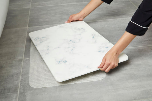 Quick-dry Stone Shower & Bath Mat | White Marble