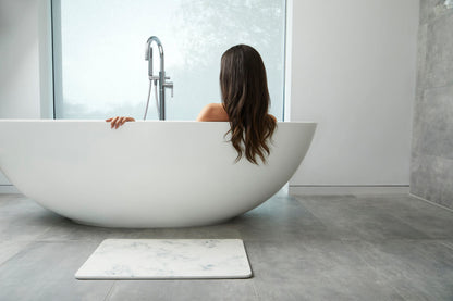 Quick-dry Stone Shower & Bath Mat | White Marble
