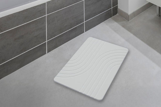 Quick-dry Engraved Stone Shower & Bath Mat | Curved White