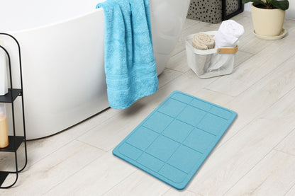 Quick-dry Engraved Stone Shower & Bath Mat | Square Blue