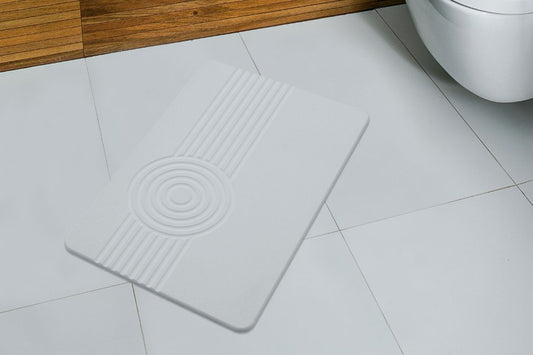 Engraved Stone Quick-dry Bath & Shower Mat | Side Circle White