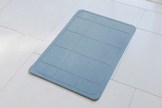 Quick-dry Engraved Stone Shower & Bath Mat | Square Dark Grey