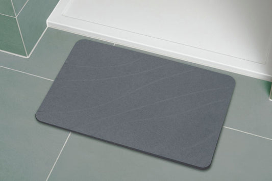 Engraved Line Pattern Quick-dry Stone Shower & Bath Mat | Dark Grey