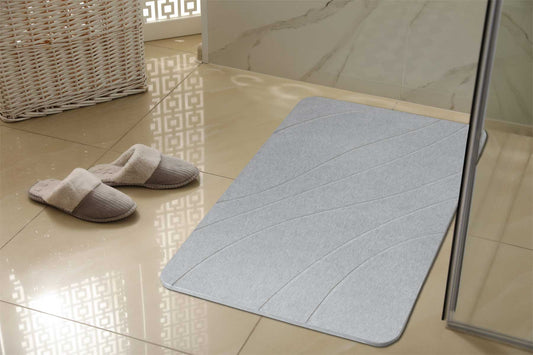 Engraved Line Pattern Quick-dry Stone Shower & Bath Mat | Light Grey
