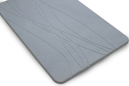 Engraved Curved Line Pattern Quick-dry Stone Shower & Bath Mat | Dark Grey
